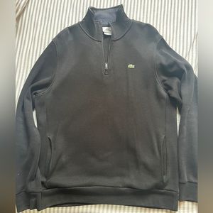 Lacoste Quarter Zip Black Sweater - Large